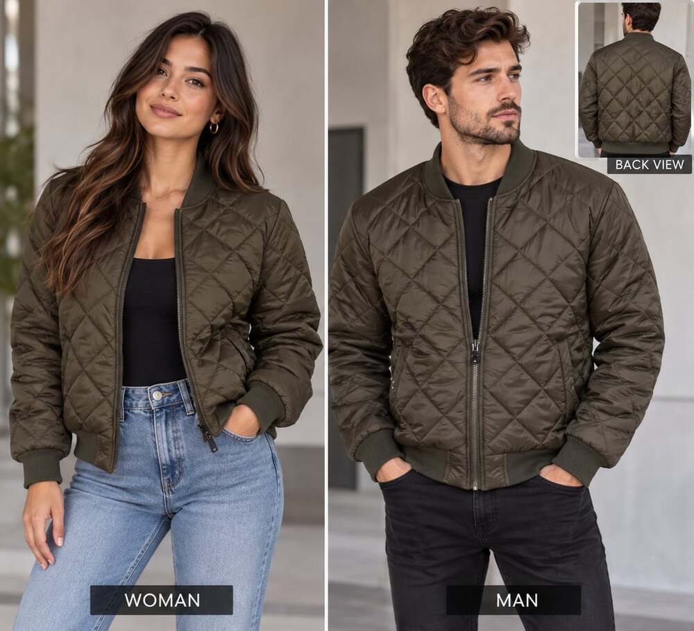 Active Usa Quilted Bomber Jacket Size Small Olive